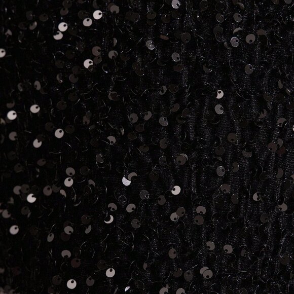 Black Party Women's Plus Size Glitter Sequined Long Sleeve Jacket - Picture 4 of 9